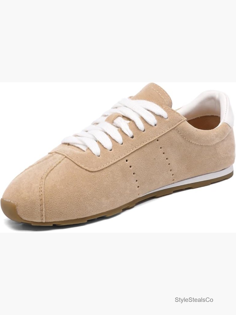 Women's Casual Lace-Up Suede Sneakers Non-Slip Athletic Walking Shoes